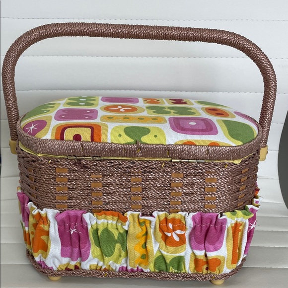 Colorful Woven Sewing Basket - Picture 2 of 10